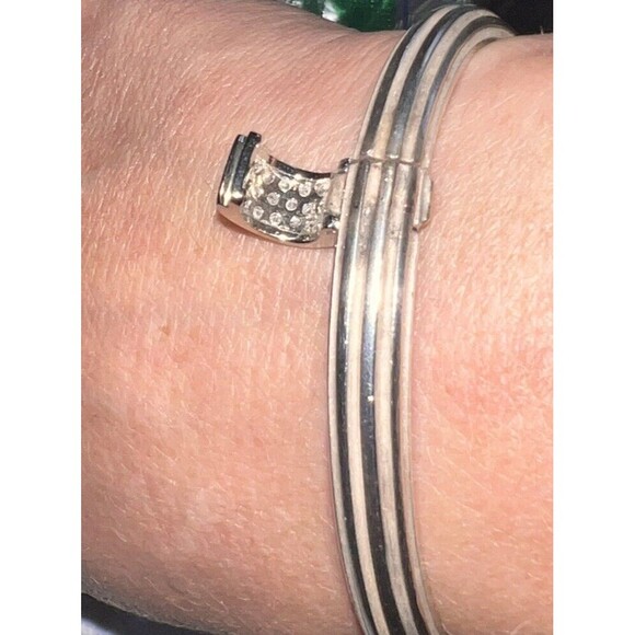 Slane & Slane Sterling Silver Diamond In 10k Gold Clasp Hinged Bracelet 43 G - Picture 7 of 16